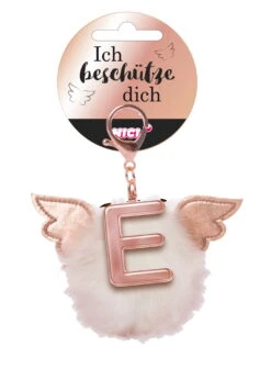 Nici 46974 Taschenanhänger Schutzbommel Mit Flügeln + Pompon Metallbuchstabe E
