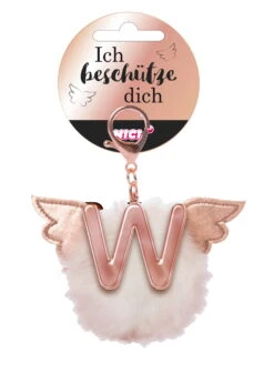 Nici 46991 Taschenanhänger Schutzbommel Mit Flügeln + Pompon Metallbuchstabe W