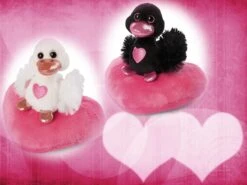 Nici 48264 + 48265 SET Schwäne Auf Herzkissen Ca 13cm Plüsch Love Classics GREEN -Nici Store 48264 48265 SET