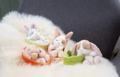 Nici 48708 Sleeping Pets Bunnies Hase Karamell 12cm Schlafend Im Körbchen Peach -Nici Store 48706 10 48707 48708 48709 Milieu 2048x1318 2